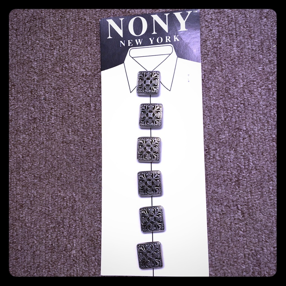 Vintage NONY New York Silver Metal Button Covers